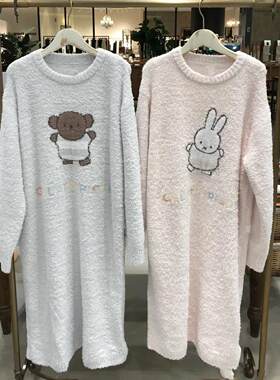 睡裙半边绒云感绒卡通冬季