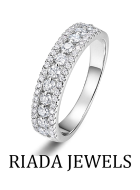 S925银女款莫桑石满镶多石戒指