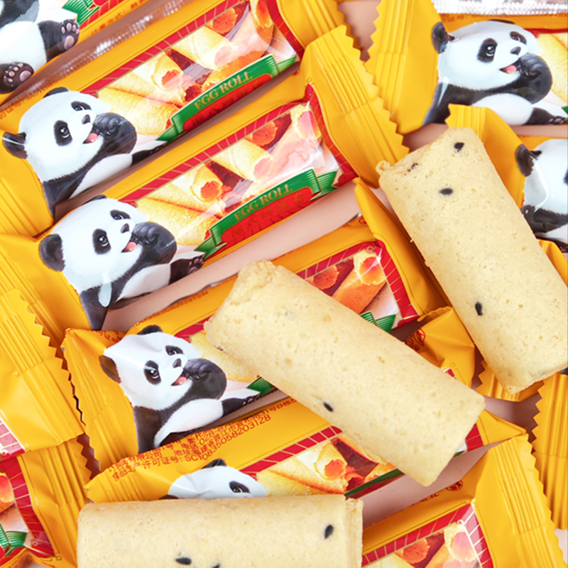 熊貓花花喜糖雞蛋卷餅干小零食