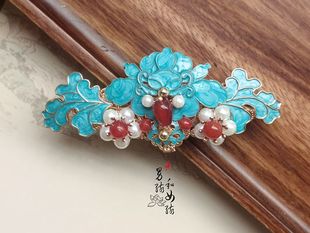 景泰藍故宮風發夾－錦婳配錦盒 原創手工發簪漢服旗袍步搖古裝