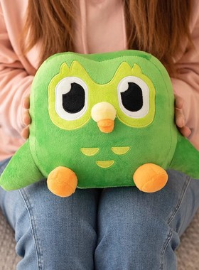 多邻国鸟公仔Duolingo周边绿色毛绒猫头鹰玩偶督促学习Duo Plush