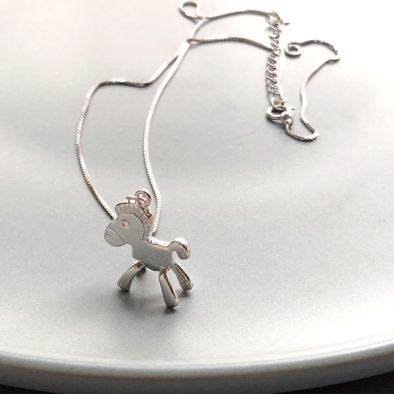 日韩小木马925纯银锁骨链