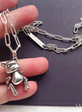韩国东大门可以动小熊百搭毛衣链