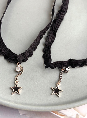 韩国大门纯银花边蕾丝颈链