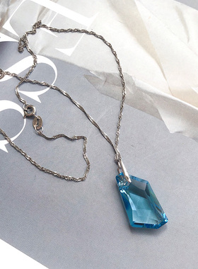 异思 蓝色许愿石项链  S925纯银 时尚知性锁骨链 ins简约日韩气质