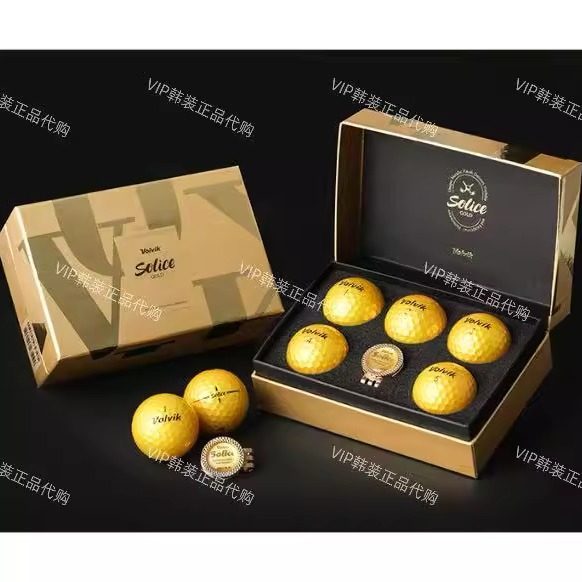 韩国正品高尔夫球代购Volvik黄金礼盒装3层5球比赛用球