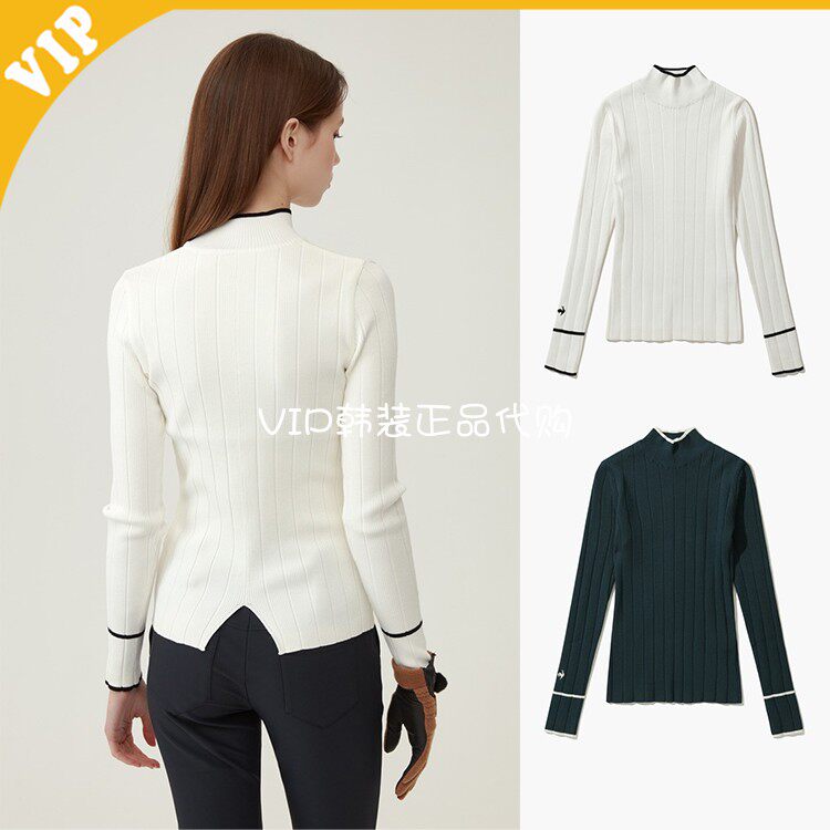 LeCoq公鸡罗纹修身打底针织衫