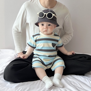 薄款 衣服男宝宝夏季 外出服婴幼儿夏天超萌爬服 夏装 婴儿连体衣短袖
