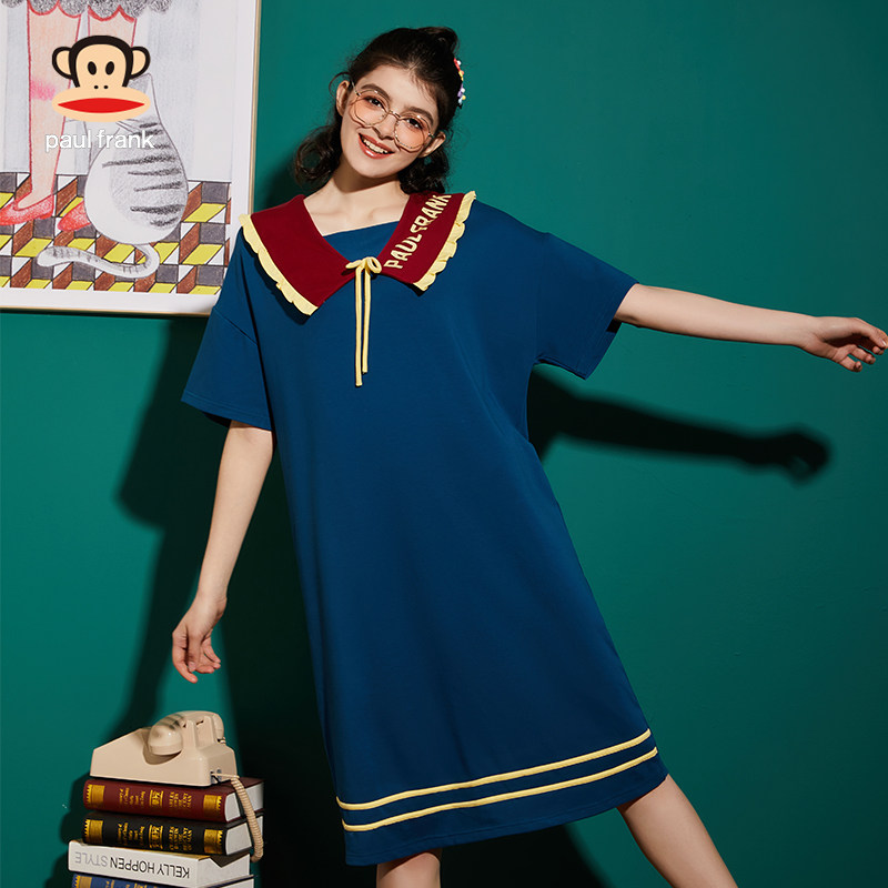 大嘴猴睡裙女士夏季纯棉睡衣夏天大码薄款女式连衣裙2024年新款