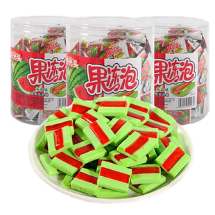 小光头果冻泡西瓜味泡泡糖桶装口香糖小时候童年怀旧糖果零食批发
