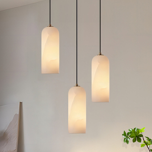 全铜云石轻奢吊灯卧室床头灯客厅餐厅灯新中式欧式美式简约小吊灯