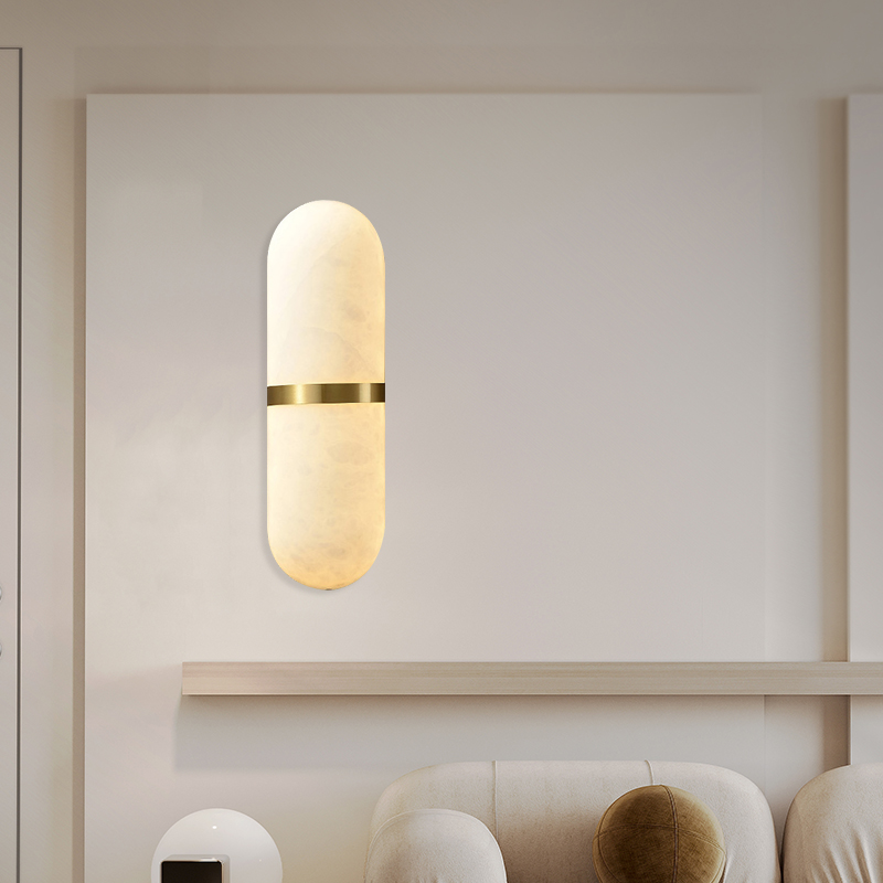 全铜西班牙进口云石壁灯简约轻奢客厅设计师创意书房卧室床头壁灯