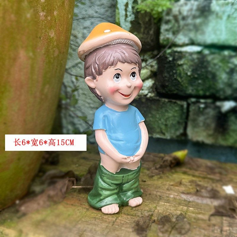 拉臭臭小男孩公仔家居阳台趣味摆件花盆电视柜橱窗茶几有趣装饰品