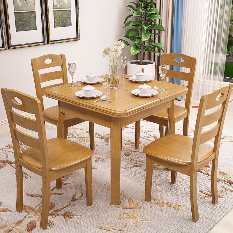 实木餐桌椅组合可伸缩正方形长方形饭桌全实木餐桌小户型家用饭桌