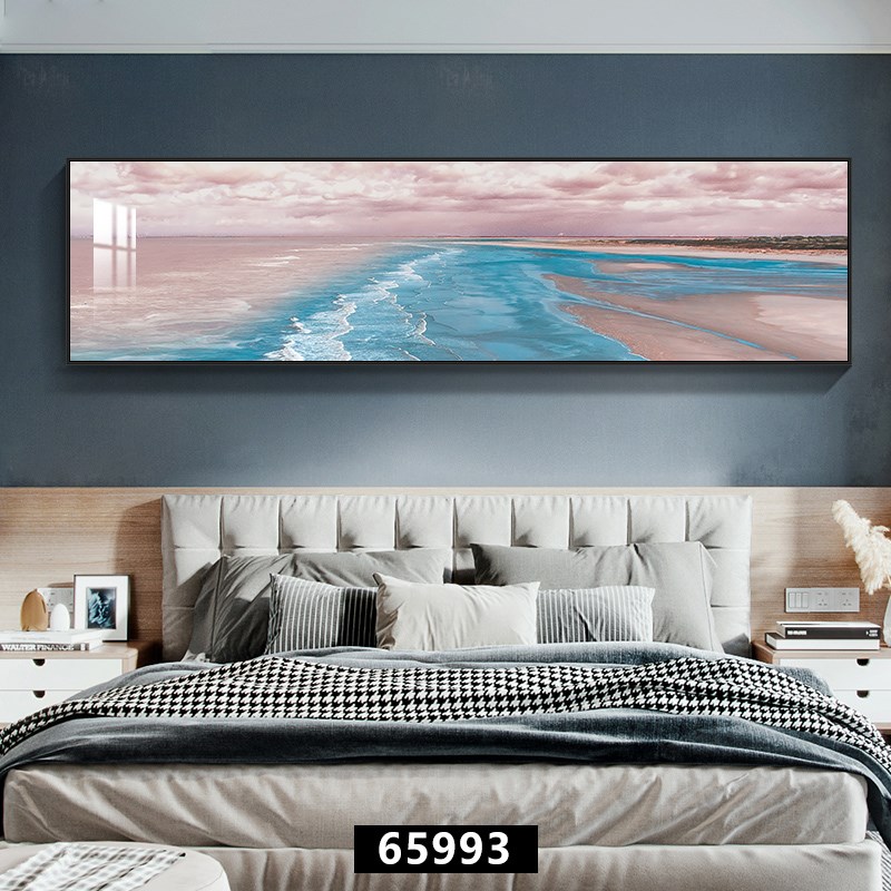 现代简约卧室装饰画主卧温馨床头挂画大气海景横幅壁画抽象客厅画