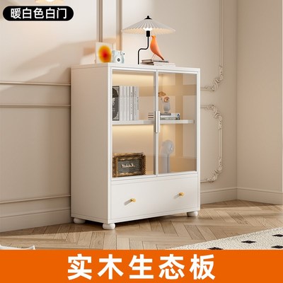 实木书柜带玻璃门立柜家用客厅防尘展示柜现代轻奢靠墙收纳储物柜