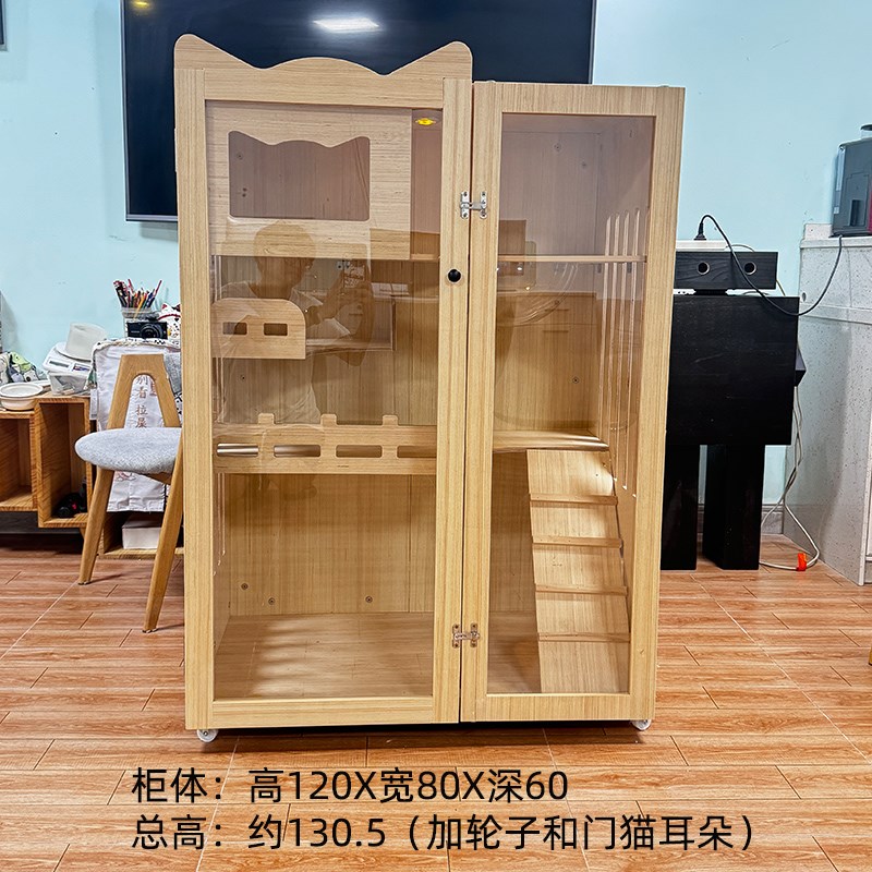 实木猫别墅猫笼子猫舍豪华猫窝猫柜展示柜大空间太空舱猫窝猫繁育