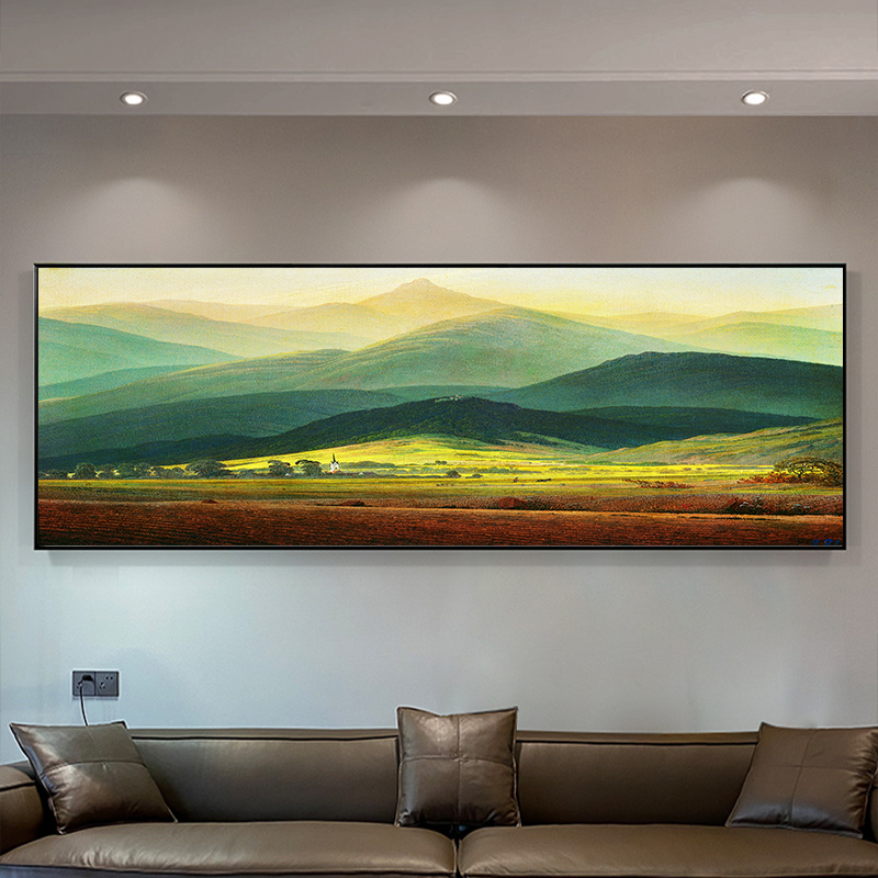 巨人山客厅装饰画轻奢背有靠山沙发背景墙壁画现代简约风景画挂画