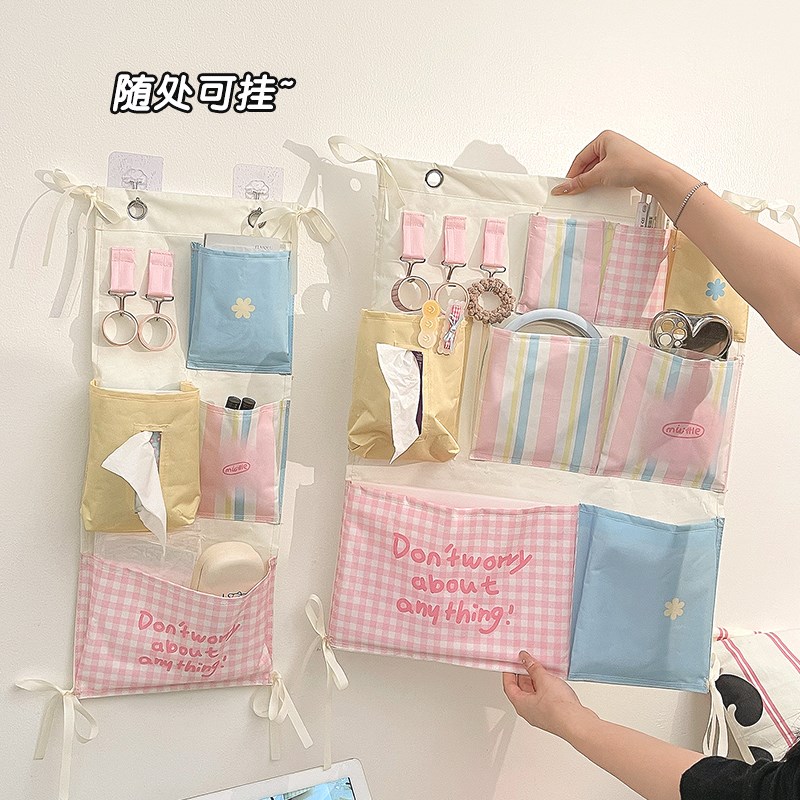 门后收纳挂袋多功能立体式多巴胺学生宿舍壁挂手机袋挂墙置物神器