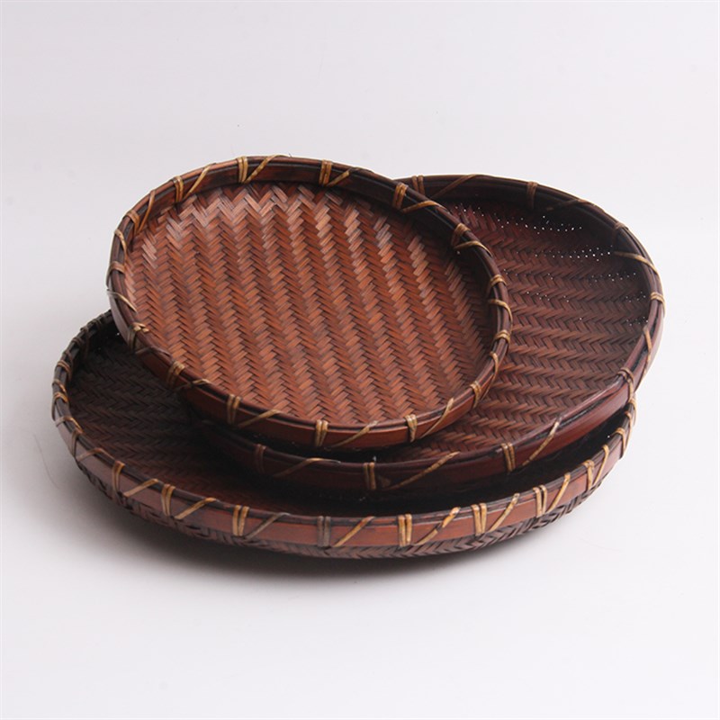 竹编茶点盘复古日式茶水果盘茶点心篮篮子茶具简约收纳托盘包邮