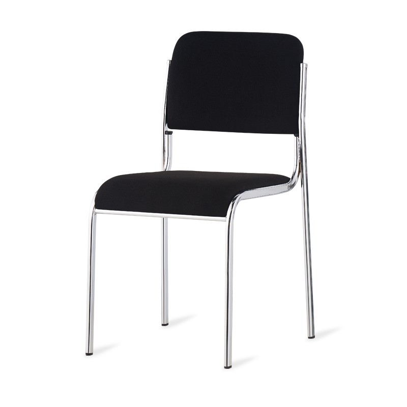 办公椅电脑椅舒适四条腿简约结实耐用无扶手会议椅黑皮黑布靠背椅