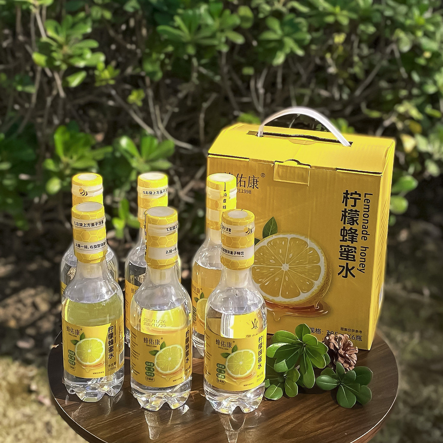 山姆冠超市夏季清凉柠檬蜂蜜水385ml*6瓶 分离式瓶盖便携果味饮料