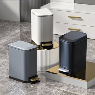 脚踩客厅厨房卫生间双层加厚 德国工艺不锈钢垃圾桶家用脚踏式