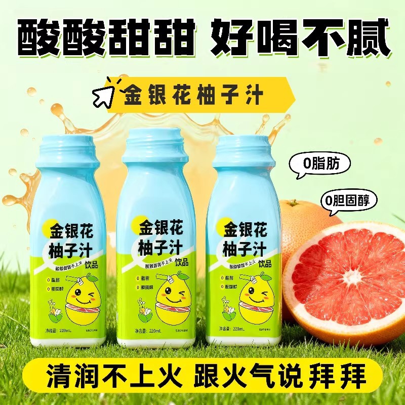 山姆超市金银花柚子汁220ml*10瓶果汁饮料好喝不上火苹果汁梨子解