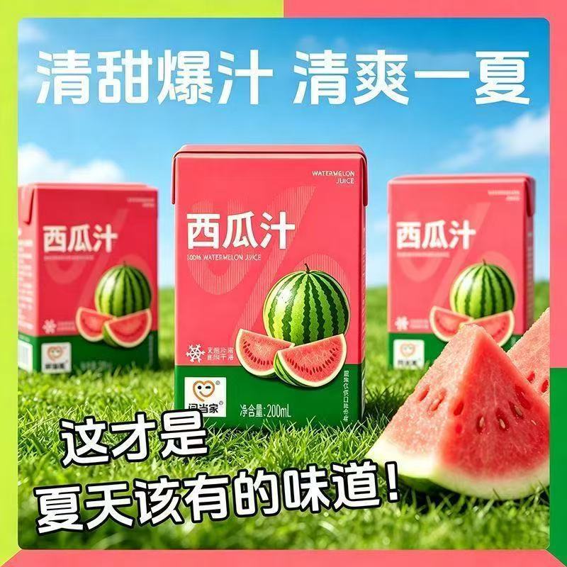 山姆超市闫当家西瓜汁果汁含量200ml*10盒夏季新鲜西瓜果汁清爽解