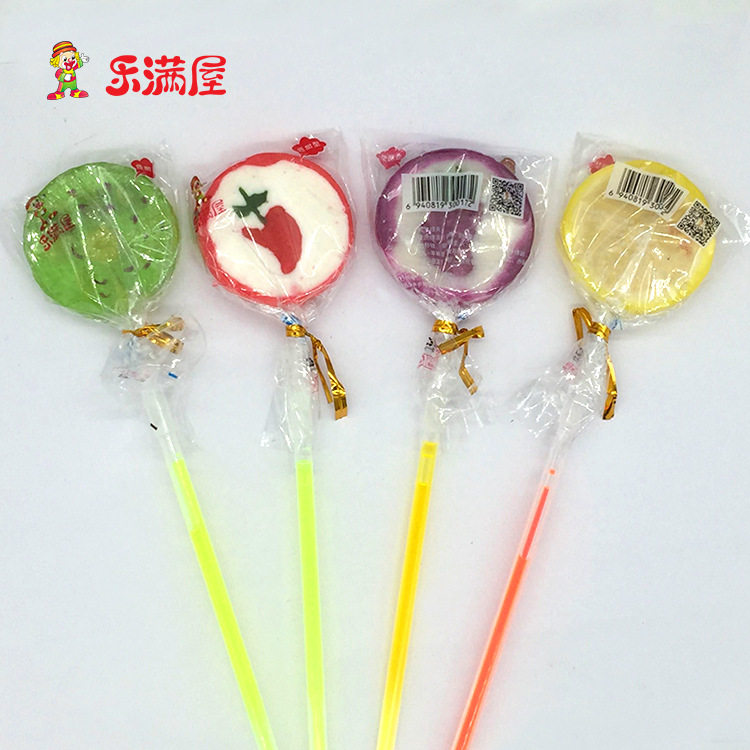 山姆冠超市手工切片糖20g荧光棒棒糖切花硬糖儿童节零食儿童棒棒