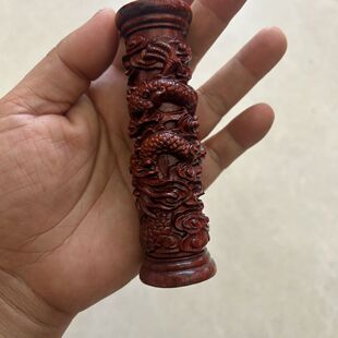 小叶紫檀盘龙实木木雕雕刻降龙柱挂件摆件生肖女士文玩饰品手把