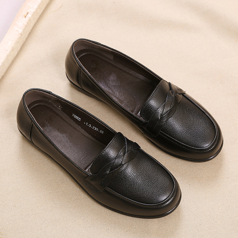 织丽皮鞋不累脚真皮防滑单鞋大码