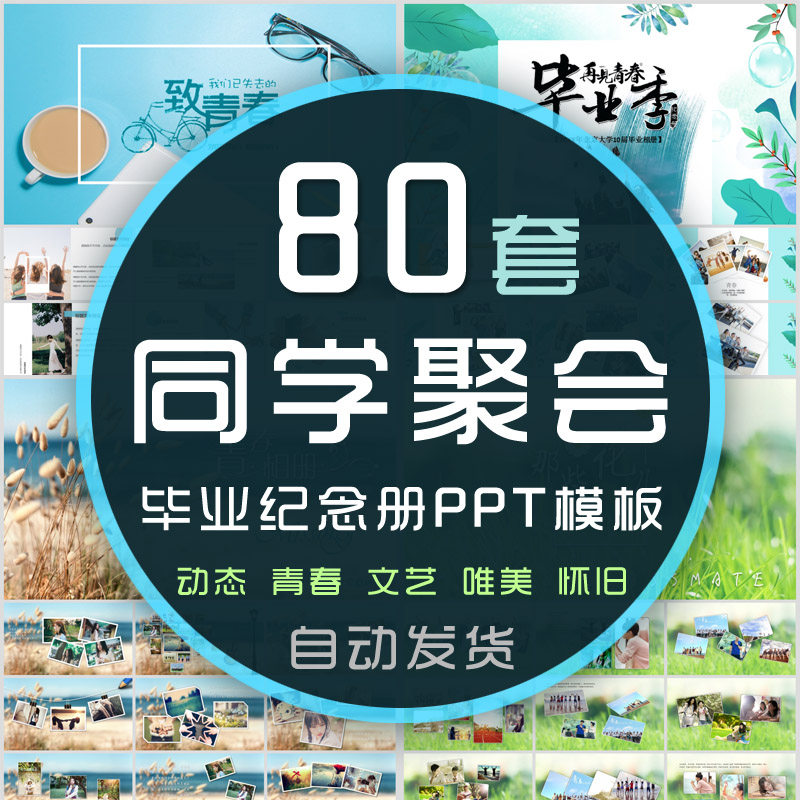 同学毕业电子相册ppt模板小清新同学会纪念册致青春大学回忆录wps