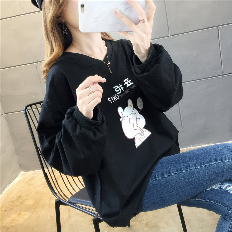 超火cec慵懒风卫衣女宽松V领长袖外穿上衣2019春秋季可爱卡通遮肚|ruв категории Женская одежда, женской одежды - от Buy2taobao.com для оказания профессиональной услуги покупки агента Taobao