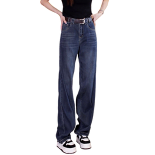 阔腿牛仔裤女2026年新款春款窄版直筒裤高腰宽松显瘦女士复古长裤