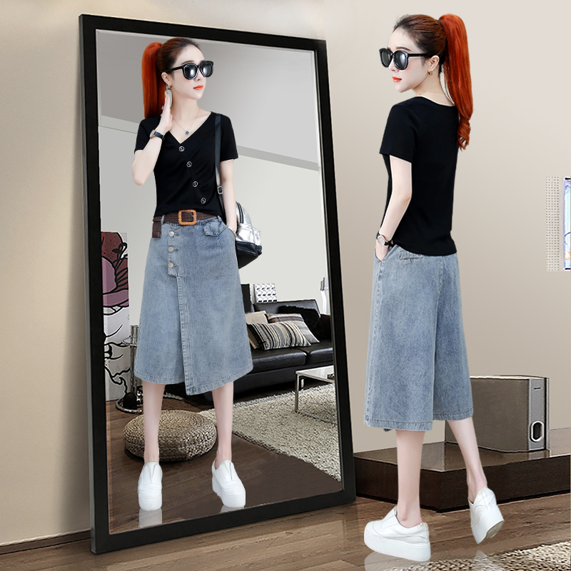 牛仔半身裙女夏季薄款中长款女士牛仔裙2022新款高腰a字显瘦裤裙