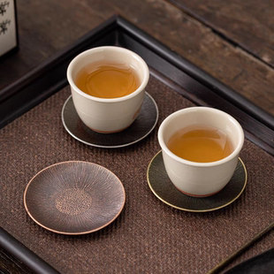 茶垫仿古铜小杯垫合金隔热茶杯托做旧茶碟家用功夫茶具茶道配件
