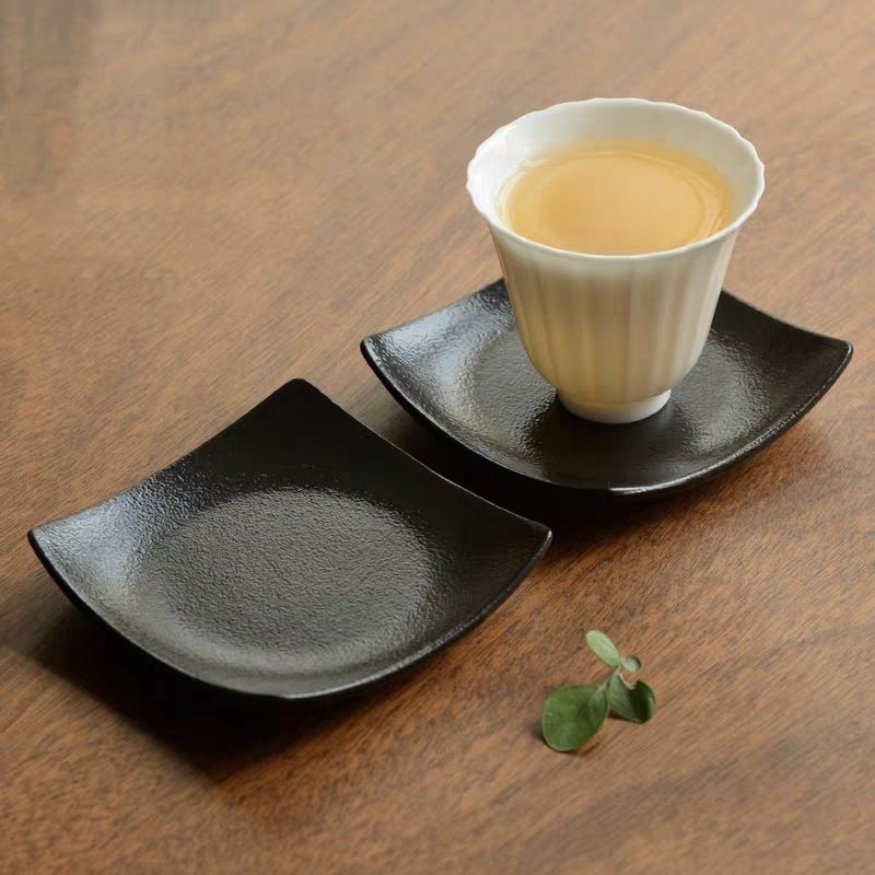 黑陶方形茶杯垫茶托茶具隔热垫