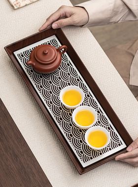 简约干湿两用茶盘家用功夫茶具托盘中式茶海茶具双层茶台储水壶承