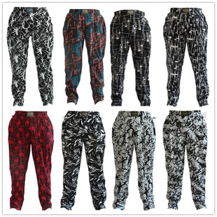 训练跑酷秋冬 胖子吸汗纯棉高弹收腿健身大号裤 高惠运动花裤 男士