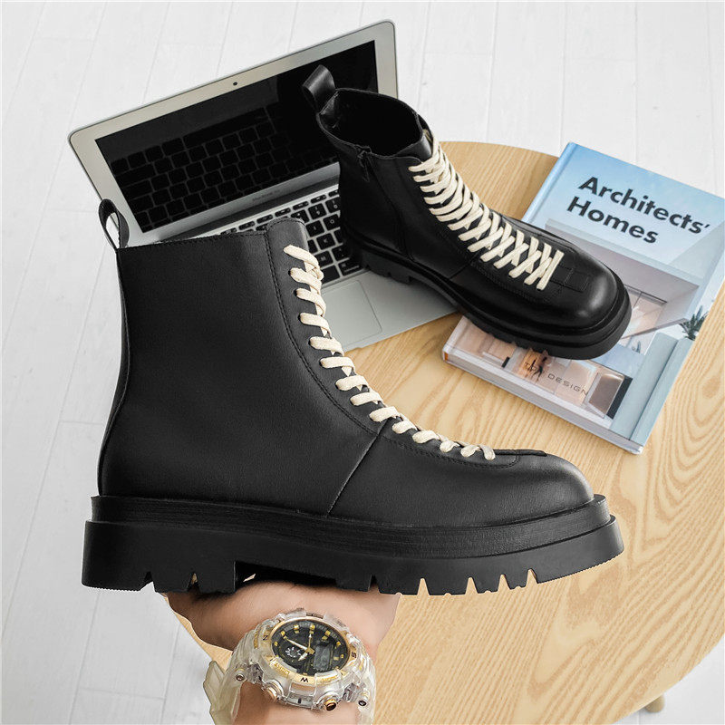 413-1/18829/P108网红英伦风百搭机车靴中筒靴厚底马丁靴男,男鞋马丁靴,星座748（原星座413-1）