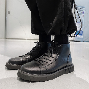 413-1/YS618/P120  复古厚底马丁靴 男士增高短靴高帮皮鞋男潮图片