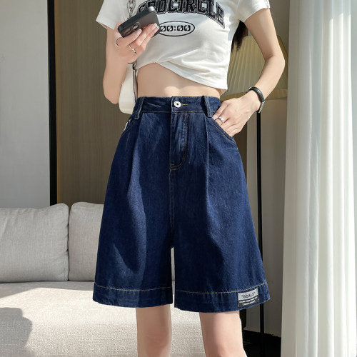 高腰牛仔五分短裤女夏季薄款直筒