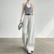 高级感垂感遮胯直筒拖地裤 莫兰迪灰色阔腿牛仔裤 女春夏2025年新款