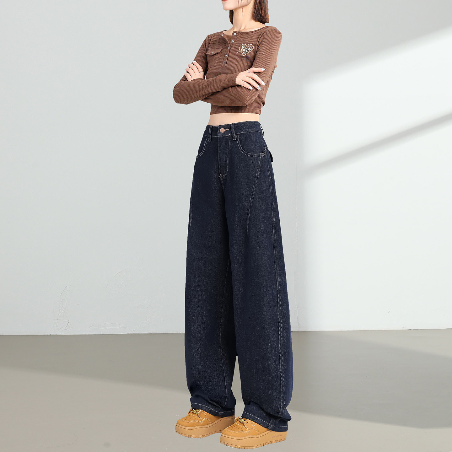 弯刀阔腿牛仔裤女2025年秋冬新款高腰宽松百搭显瘦直筒镰刀香蕉裤,女装/女士精品,牛仔裤,淘宝优惠券,粉丝福利购,淘宝优惠卷