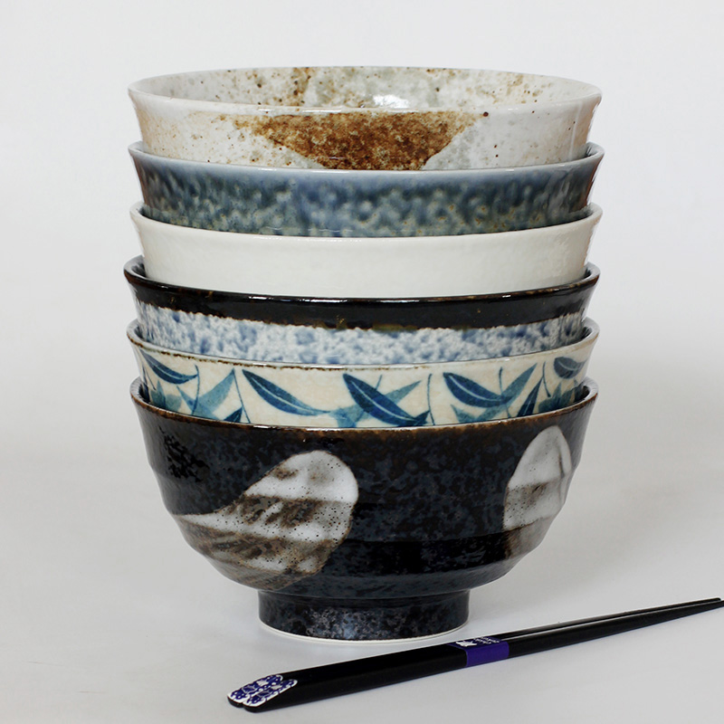 日本进口陶瓷餐具青海波粗陶圆形汤碗波点复古手刷沙拉盖浇面碗钵