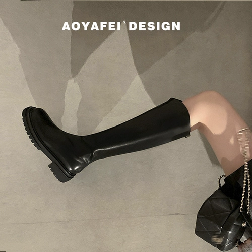 Высокие сапоги, демисезонные ботинки на платформе, коллекция 2023, французский стиль