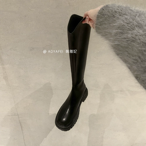 Высокие сапоги, демисезонные ботинки на платформе, коллекция 2023, французский стиль