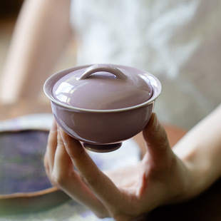 新中式紫气东来合意盖碗功夫茶具个人家用办公泡茶器典雅单盖碗