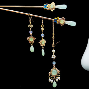 好货 汉服头饰顶簪额饰发簪古典明制魏古装饰品全套古风耳环发饰